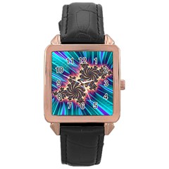 Fractal Mandelbrot Mathematical Rose Gold Leather Watch  by Pakrebo