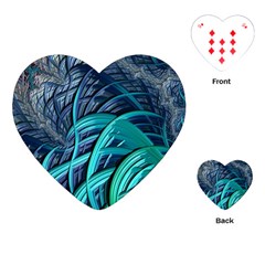 Oceanic Fractal Turquoise Blue Playing Cards (heart) by Pakrebo