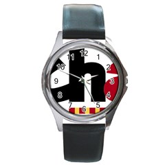 Logo Of Chunta Aragonesista Round Metal Watch by abbeyz71