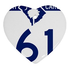 South Carolina Highway 61 Heart Ornament (two Sides) by abbeyz71