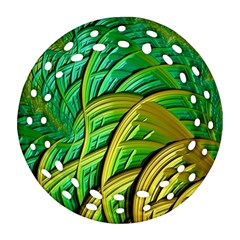 Patterns Green Yellow String Round Filigree Ornament (two Sides) by Pakrebo