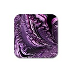 Purple Fractal Flowing Fantasy Rubber Square Coaster (4 pack)  Front