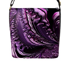 Purple Fractal Flowing Fantasy Flap Closure Messenger Bag (l) by Pakrebo