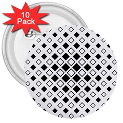 Square Diagonal Pattern Monochrome 3  Buttons (10 Pack)  by Pakrebo