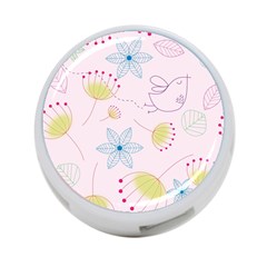 Floral Background Bird Drawing 4-port Usb Hub (one Side) by Pakrebo