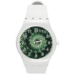 Fractal Art Spiral Mathematical Round Plastic Sport Watch (M)