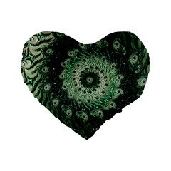 Fractal Art Spiral Mathematical Standard 16  Premium Flano Heart Shape Cushions