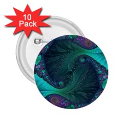 Ocean Green Sea Blue Fractal Art 2 25  Buttons (10 Pack)  by Pakrebo