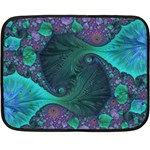 Ocean Green Sea Blue Fractal Art Fleece Blanket (Mini) 35 x27  Blanket