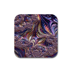 Fractal Artwork Pattern Digital Rubber Square Coaster (4 Pack)  by Pakrebo