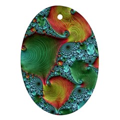 Fractal Art Colorful Pattern Oval Ornament (Two Sides)