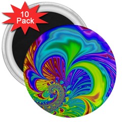 Fractal Neon Art Artwork Fantasy 3  Magnets (10 pack) 