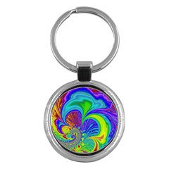 Fractal Neon Art Artwork Fantasy Key Chains (round)  by Pakrebo