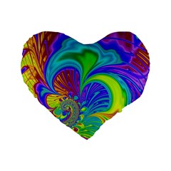 Fractal Neon Art Artwork Fantasy Standard 16  Premium Heart Shape Cushions