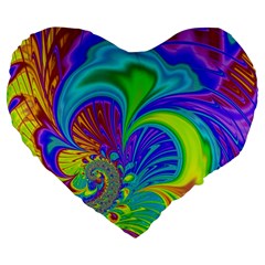 Fractal Neon Art Artwork Fantasy Large 19  Premium Heart Shape Cushions