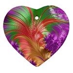 Fractal Purple Green Orange Yellow Heart Ornament (Two Sides) Front