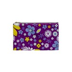 Floral Flowers Wallpaper Paper Cosmetic Bag (Small) Front