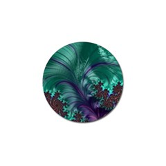 Fractal Turquoise Feather Swirl Golf Ball Marker by Pakrebo