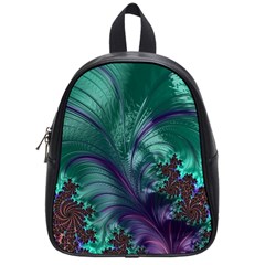 Fractal Turquoise Feather Swirl School Bag (small) by Pakrebo