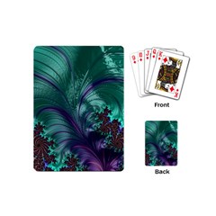 Fractal Turquoise Feather Swirl Playing Cards (Mini)
