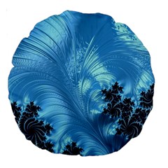 Fractal Art Feather Swirls Puffy Large 18  Premium Round Cushions by Pakrebo