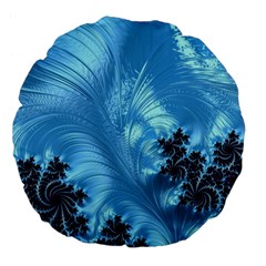 Fractal Art Feather Swirls Puffy Large 18  Premium Flano Round Cushions by Pakrebo