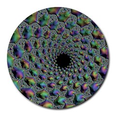 Fractal Rainbow Art Artwork Design Round Mousepads by Pakrebo