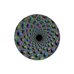 Fractal Rainbow Art Artwork Design Rubber Coaster (round)  by Pakrebo