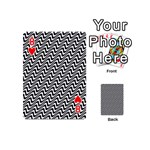 White Line Wave Black Pattern Playing Cards 54 (Mini) Front - Heart8