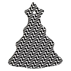 White Line Wave Black Pattern Christmas Tree Ornament (two Sides)