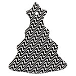 White Line Wave Black Pattern Christmas Tree Ornament (Two Sides) Back