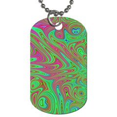 Fractal Art Neon Green Pink Dog Tag (one Side)