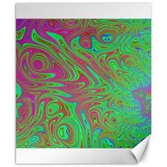 Fractal Art Neon Green Pink Canvas 8  X 10  by Pakrebo