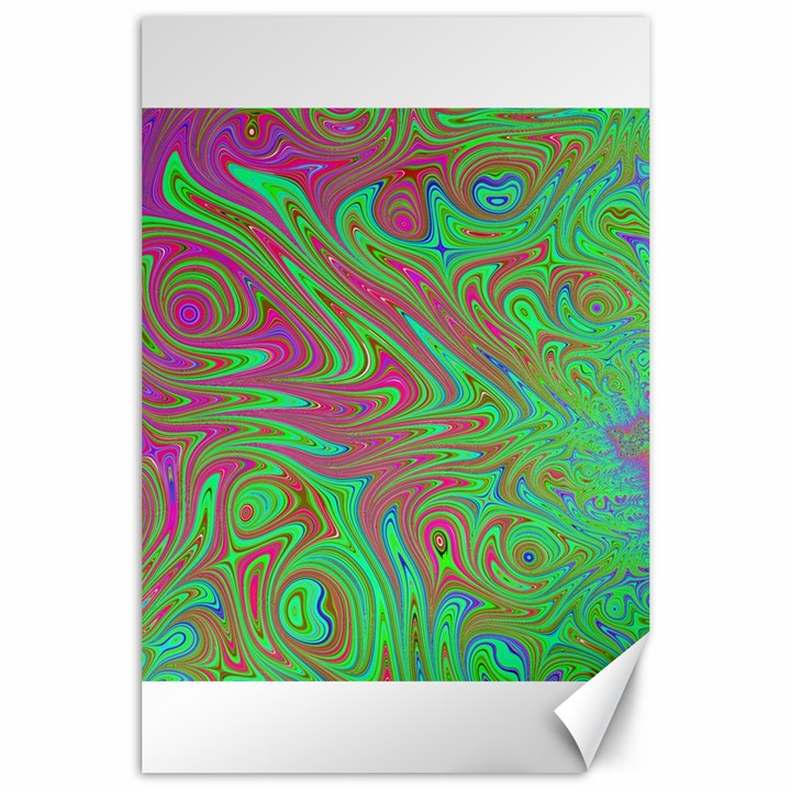 Fractal Art Neon Green Pink Canvas 24  x 36 