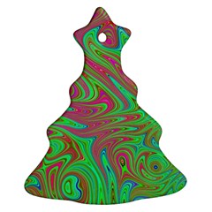 Fractal Art Neon Green Pink Christmas Tree Ornament (two Sides)