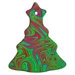 Fractal Art Neon Green Pink Christmas Tree Ornament (Two Sides) Front