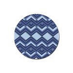 Textile Texture Fabric Zigzag Blue Rubber Coaster (Round)  Front