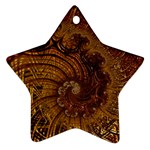 Copper Caramel Swirls Abstract Art Star Ornament (Two Sides) Back