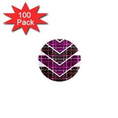 Fabric Tweed Purple Brown Pink 1  Mini Magnets (100 Pack) 