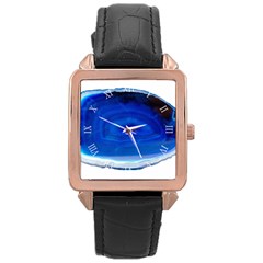 Agathe Blue Slice Geode Slice Rose Gold Leather Watch  by genx