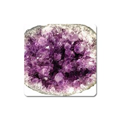 Amethyst Purple Violet Geode Slice Square Magnet by genx
