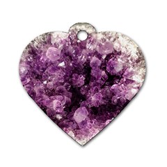 Amethyst Purple Violet Geode Slice Dog Tag Heart (two Sides) by genx