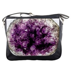 Amethyst Purple Violet Geode Slice Messenger Bag by genx