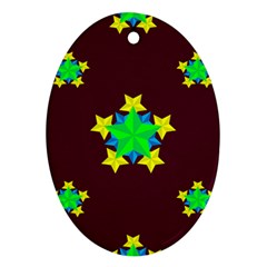 Pattern Star Vector Multi Color Oval Ornament (two Sides) by Pakrebo