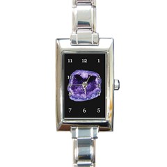 Amethyst dark purple violet Geode Slice Rectangle Italian Charm Watch