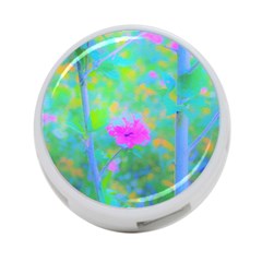 Pink Rose Of Sharon Impressionistic Blue Landscape Garden 4-port Usb Hub (two Sides) by myrubiogarden