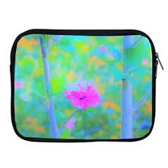 Pink Rose Of Sharon Impressionistic Blue Landscape Garden Apple Ipad 2/3/4 Zipper Cases by myrubiogarden