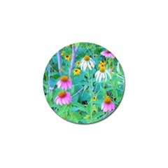 White And Purple Coneflowers And Yellow Rudbeckia Golf Ball Marker (4 Pack) by myrubiogarden