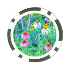 White And Purple Coneflowers And Yellow Rudbeckia Poker Chip Card Guard by myrubiogarden