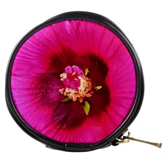 Deep Pink And Crimson Hibiscus Flower Macro Mini Makeup Bag by myrubiogarden